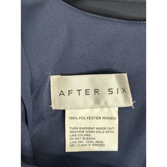 After Six NWT Blue Draped Cowl-Back Princess Line Dress Front Slit Formal 18 - Picture 5 of 8